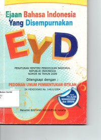 Image of Ejaan bahasa indonesia yang disempurnakan EYD